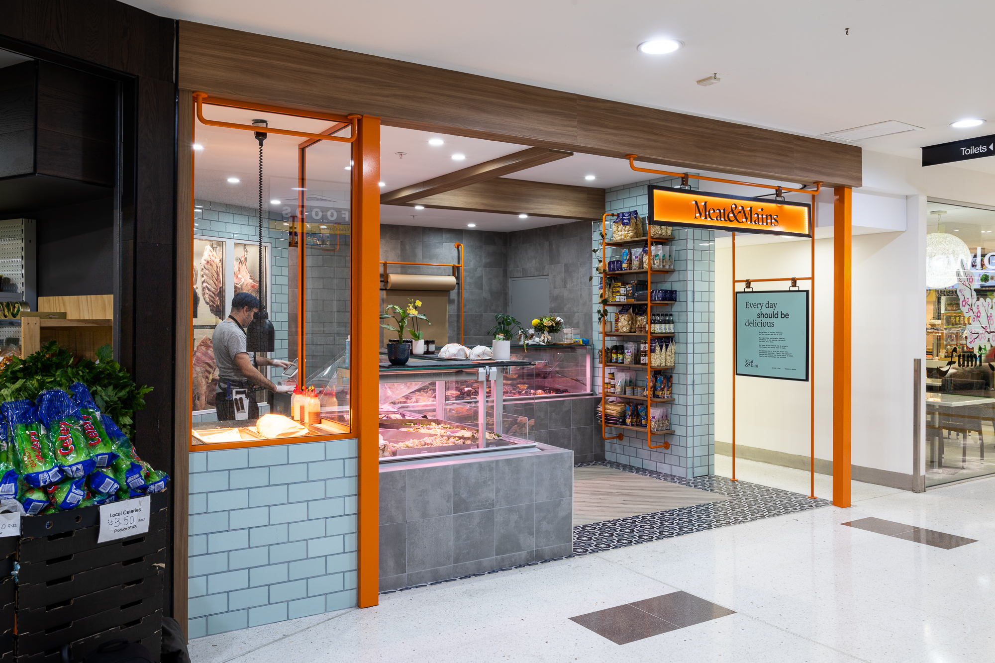 Contemporary butcher shop with open retail layout