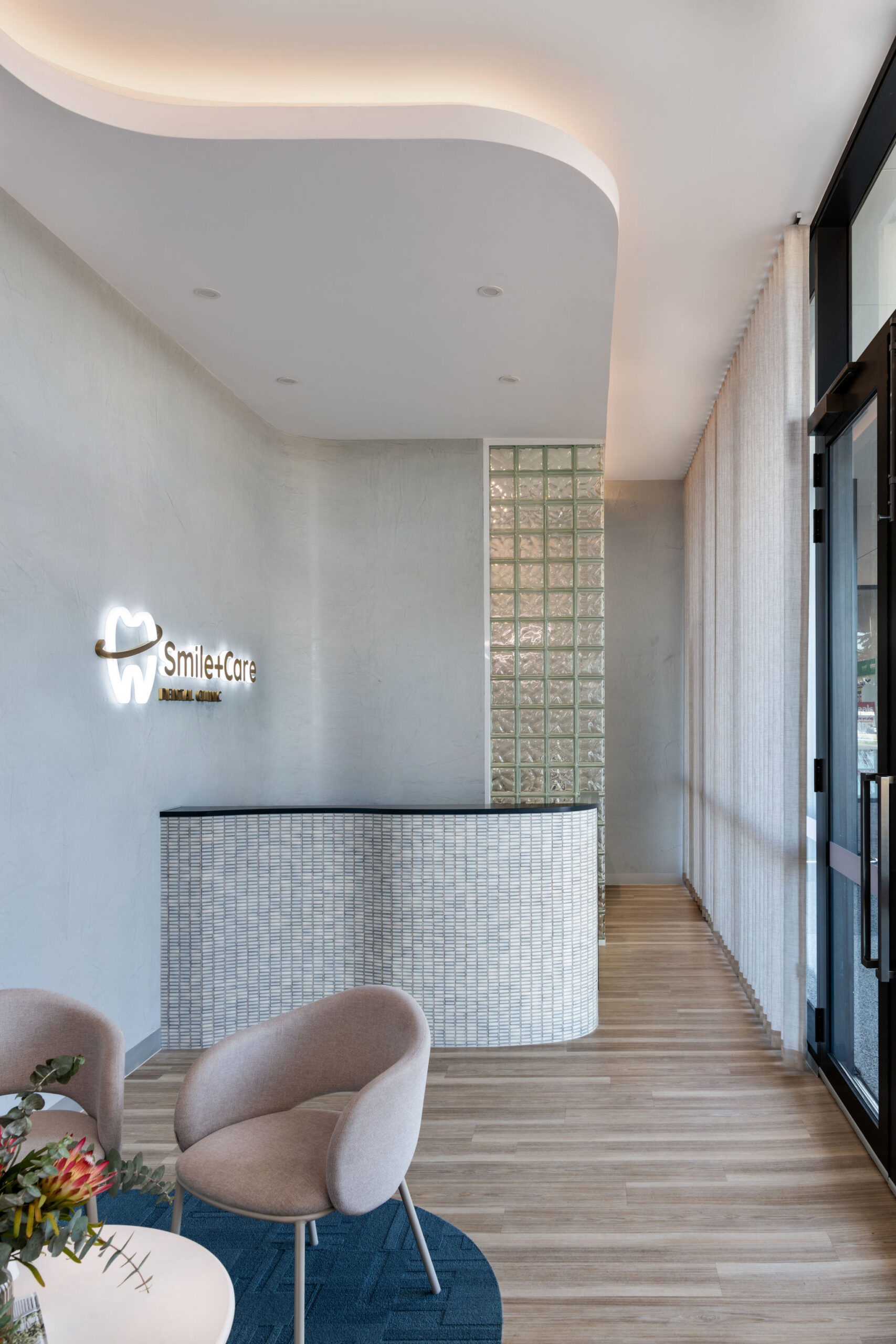 Custom built dental clinic with feature ceiling and custom cabinetry